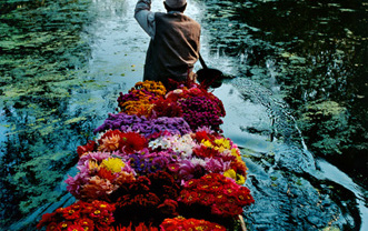 Steve McCurry: Kashmir Flower Seller Dal Lake, Srinagar, Kashmir, 1996 Signed, titled, dated and numbered on verso C-print 60 x 50 cm // 101 x 76 cm Editioned