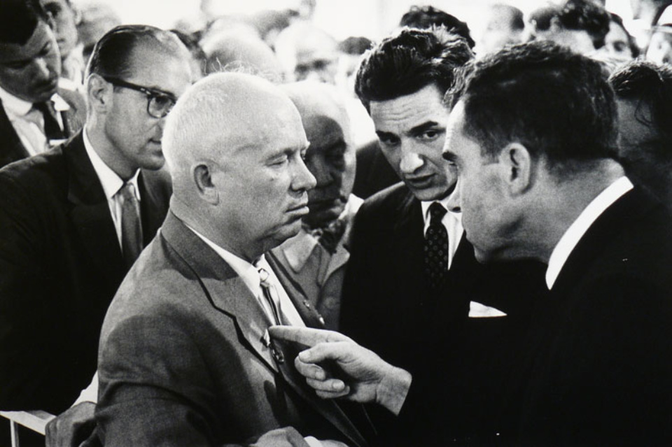 Elliott Erwitt Nikita Khrushchev and Richard Nixon Moscow, UdSSR, 1959 Gelatin Silver Print Signed, titled, dated Available in different formats