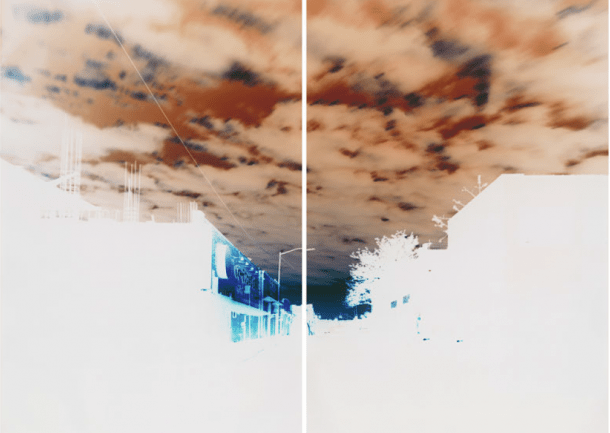 Maciej Markowicz: Sunrise at Johnson Street Brooklyn, New York, May 9th 2016, Diptych: Two Unique Chromogenic Paper Negatives 127 x 153.5 cm
