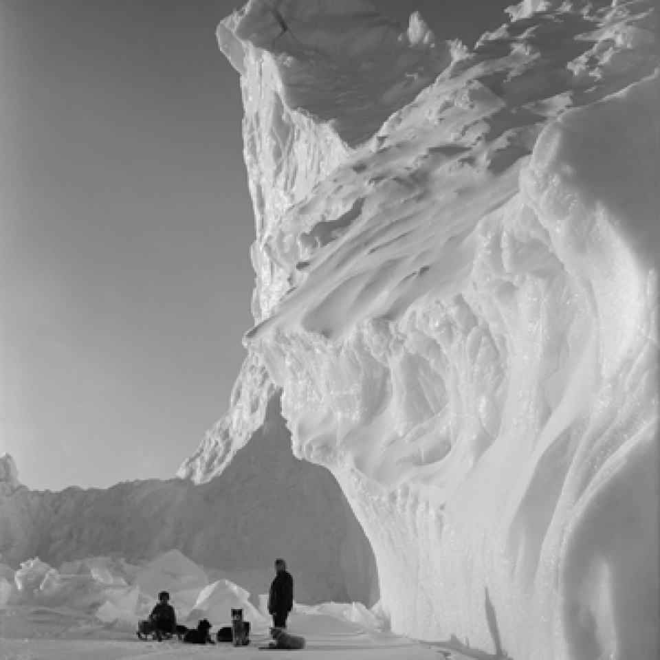 Herbert G. Ponting- Under the Lee of the Castle Berg Antarctica, 17.09.1911 Embossed on recto, numbered on verso Platinum print